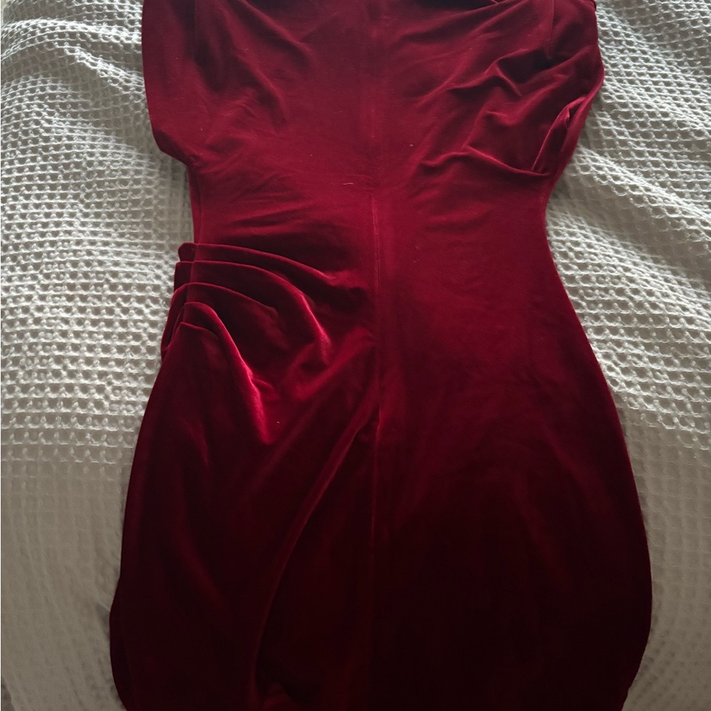 ASTR the label red Ila velvet mini dress